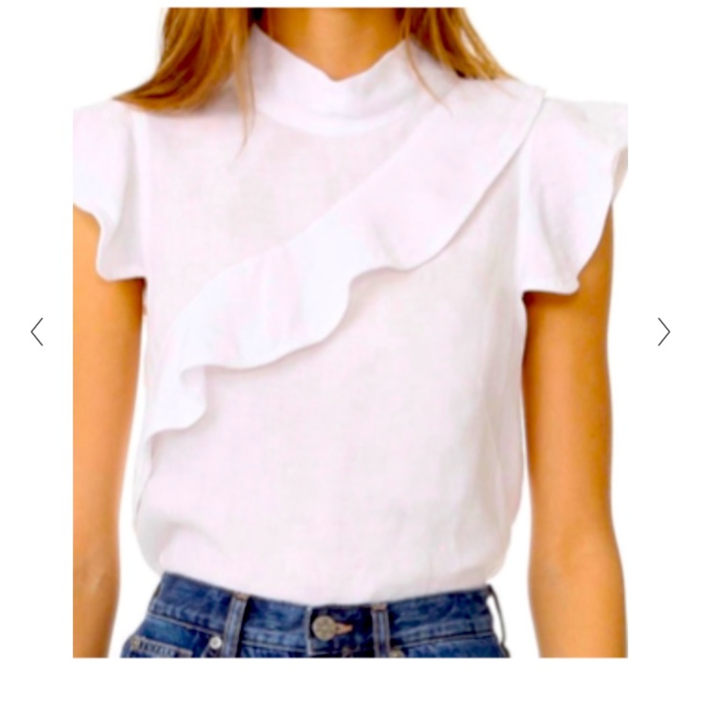 McGuire Sorbonne ruffle top in white linen